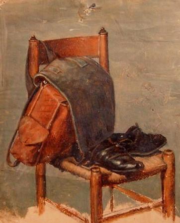 Georg Andreas Hoffmann Jahitasku ja kingad toolil oil painting picture